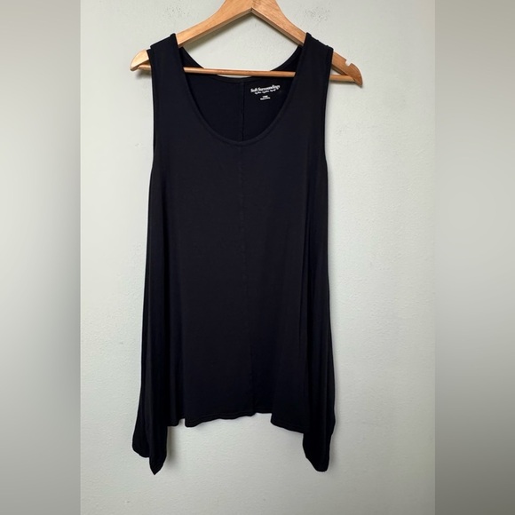Soft Surroundings Black Sleeveless Blouse Top Shark Bite Hem Large STYLE# 27673 - Picture 2 of 5